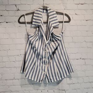 abs blue label striped backless top